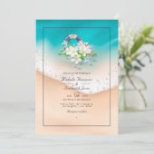 夏のビーチQRコード招待状 ウェディング 招待状 (スタンド正面)