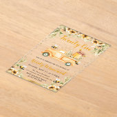 夏のビートラック&ひまわり21歳の誕生日 アクリル招待状 (レイダウン)