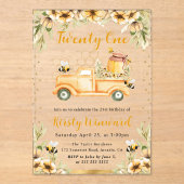 夏のビートラック&ひまわり21歳の誕生日 アクリル招待状 (正面)