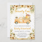 夏のビートラック&ひまわり21歳の誕生日 招待状 (正面)