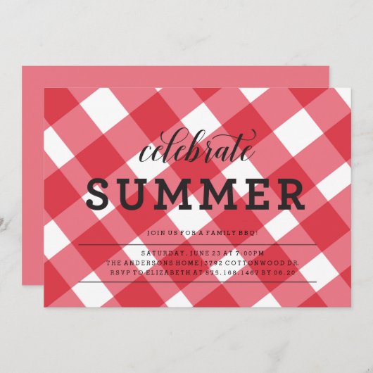 夏のピクニック用の招待状 招待状 (正面/裏面)