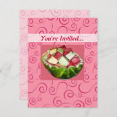 夏のピクニック ワゴンセイガ フルーツ ピンクの渦巻き 招待状 (正面/裏面)