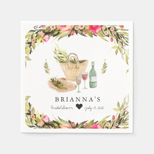 夏のピクニック 水彩花卉 スタンダードカクテルナプキン (正面)