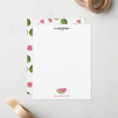 夏のピンクとグリーンのスイカ柄 ノートカード (正面/裏面インサイチュ)