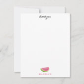 夏のピンクとグリーンのスイカ模様 サンキューカード (正面)