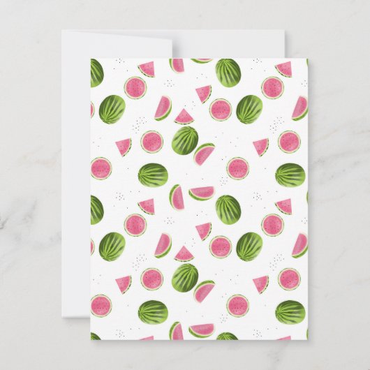 夏のピンクとグリーンのスイカ模様 ノートカード (裏面)