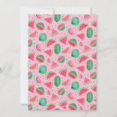 夏のピンクとグリーンの1歳誕生日スイカ 招待状 (裏面)