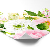 夏のピンクと黄色のフローラ結婚の歓迎サイン ポスター (角)