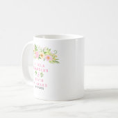 夏のピンクと黄色の花と葉っぱの結婚式 コーヒーマグカップ (正面左)
