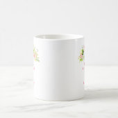 夏のピンクと黄色の花と葉っぱの結婚式 コーヒーマグカップ (中央)