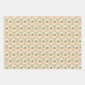 夏のピンクと黄色の花と葉 ラッピングペーパーシート (正面2)
