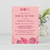 夏のピンクのシーシェル結婚招待状 招待状 (スタンド正面)
