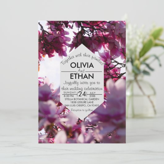 夏のピンクのバラのフローラ写真結婚式招待状 招待状 (スタンド正面)