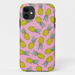 夏のピンクのパイナップルフルーツのイラストレーションパターン iPhone 11 ケース