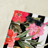 夏のピンクの水の色のフローラと名前 ビーチタオル (インサイチュ)