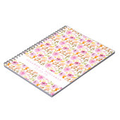 夏のピンクの水色のフローラカスタムウェディング ノートブック (左側)