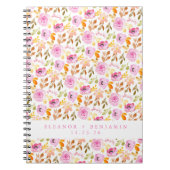 夏のピンクの水色のフローラカスタムウェディング ノートブック (正面)