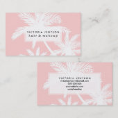 夏のピンクの熱帯シンプルで白いplamの木 名刺 (正面/裏面)