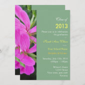 夏のピンクの花花花花卒業式パーティー 招待状 (正面/裏面)