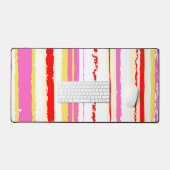 夏のピンクストライプイエロープリント デスクマット (キーボード&マウス)