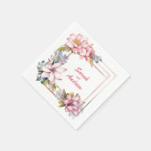 夏のピンクパーソナライズされた結婚色： スタンダードカクテルナプキン (角)