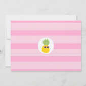 夏のピンク写真パイナップルアロハ1st誕生日 招待状 (裏面)