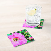 夏のピンク色の紫のバラ スクエアペーパーコースター (インサイチュ)