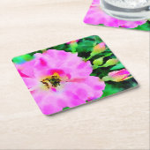 夏のピンク色の紫のバラ スクエアペーパーコースター (アングル)
