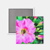 夏のピンク色の紫のバラ マグネット (正面/裏面)