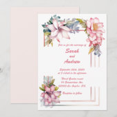 夏のピンク：パーソナライズされた結婚式招待状 招待状 (正面/裏面)