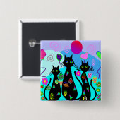 "夏のファンタジー猫" 缶バッジ (正面&裏面)