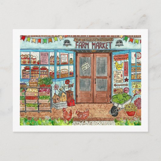 夏のファーマーズマーケット水彩 ポストカード (正面)