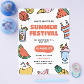 夏のフェスティバルパーティー、子供のフェスティバル夏のパーティー チラシ (シングル)