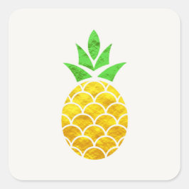 夏のフォイルパーソナライズされた金ゴールド幾何学的パイナップル。 スクエアシール