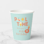 夏のフラミンゴの棒アイス 子供の誕生日 プールパーティー 紙コップ (正面)
