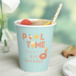 夏のフラミンゴの棒アイス 子供の誕生日 プールパーティー 紙コップ