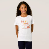 夏のフラミンゴの棒アイス 子供の誕生日 プールパーティー Tシャツ (正面フル)