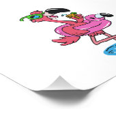 夏のフラミンゴの漫画 |背景色の選択 フォトプリント            (角)