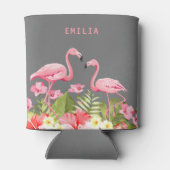 夏のフラミンゴフローラサーモンピンクの名前トロピカル 缶クーラー (裏面)