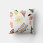 夏のフラミンゴ手描きドードル クッション (裏面)