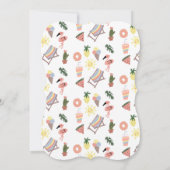 夏のフラミンゴ手描きドードル 招待状 (裏面)