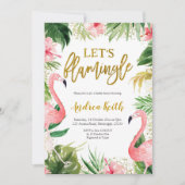 夏のフラミンゴ熱帯ブライダルシャワーの招待状 招待状 (正面)