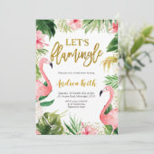 夏のフラミンゴ熱帯ブライダルシャワーの招待状 招待状 (スタンド正面)