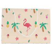 夏のフラミンゴ ラージペーパーバッグ (裏面)