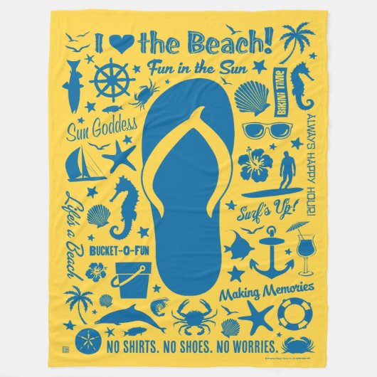 夏のフリップフロップパターン フリースブランケット (正面)