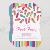 夏のフリップフロッププールパーティの招待状 招待状 (正面/裏面)