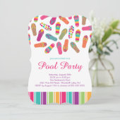 夏のフリップフロッププールパーティの招待状 招待状 (スタンド正面)
