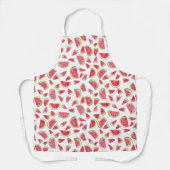 夏のフルーツおもしろいスイカ水の色カラフル エプロン (正面)