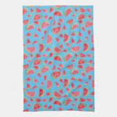 夏のフルーツおもしろいスイカ水色ブルー キッチンタオル (縦)