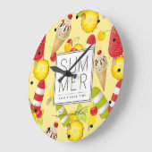 夏のフルーツおよびアイスクリームのおもしろい ラージ壁時計 (傾斜)